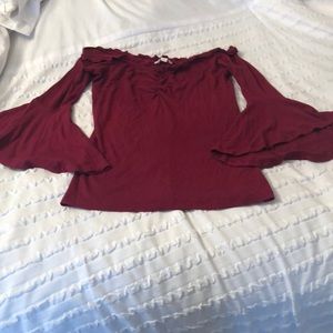 Off shoulder flare sleeve top